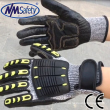 NMSAFETY13g corte resistente a los impactos de nitrilo guantes guantes de alto impacto tpr impacto guante